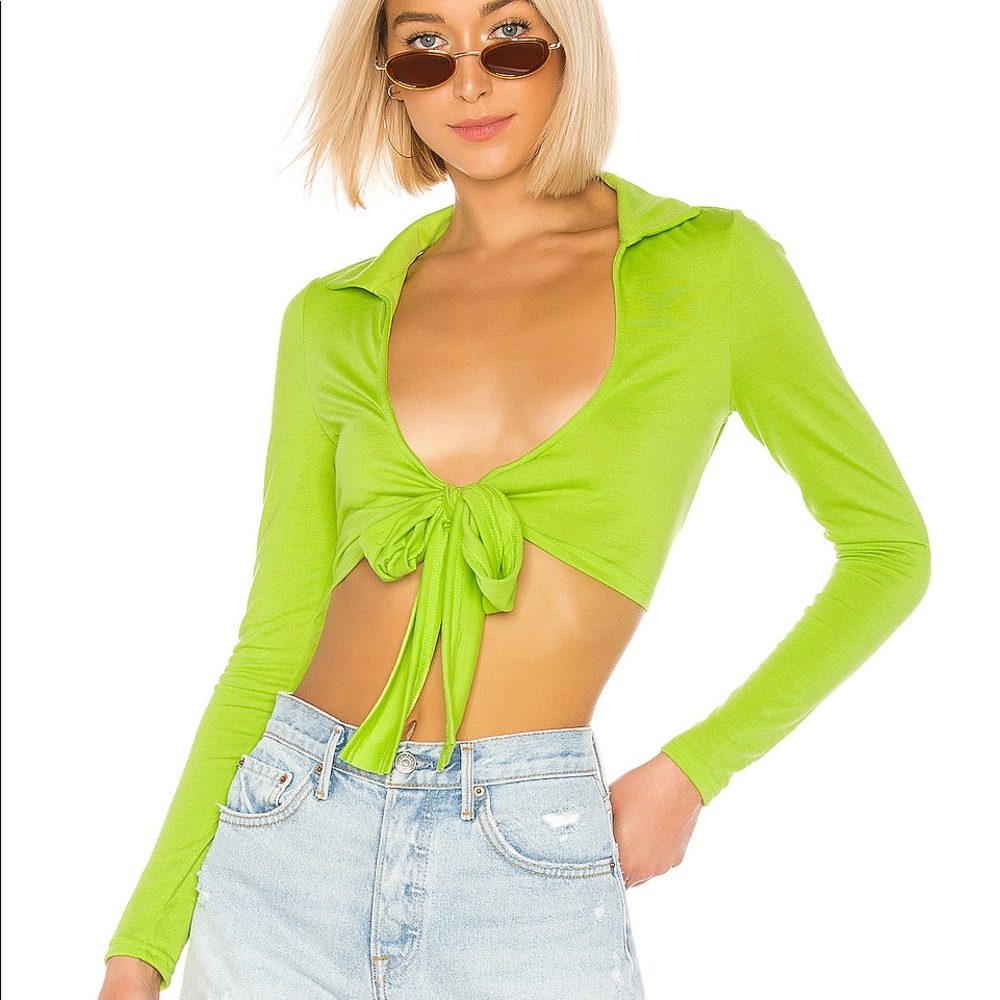 Super down tie front top